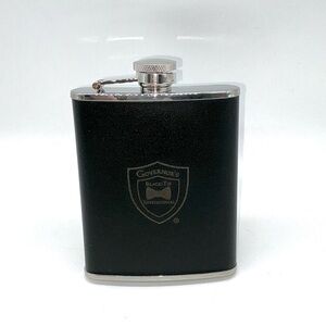 Bey Berk 6 oz. Stainless Steel Black Leather Flask